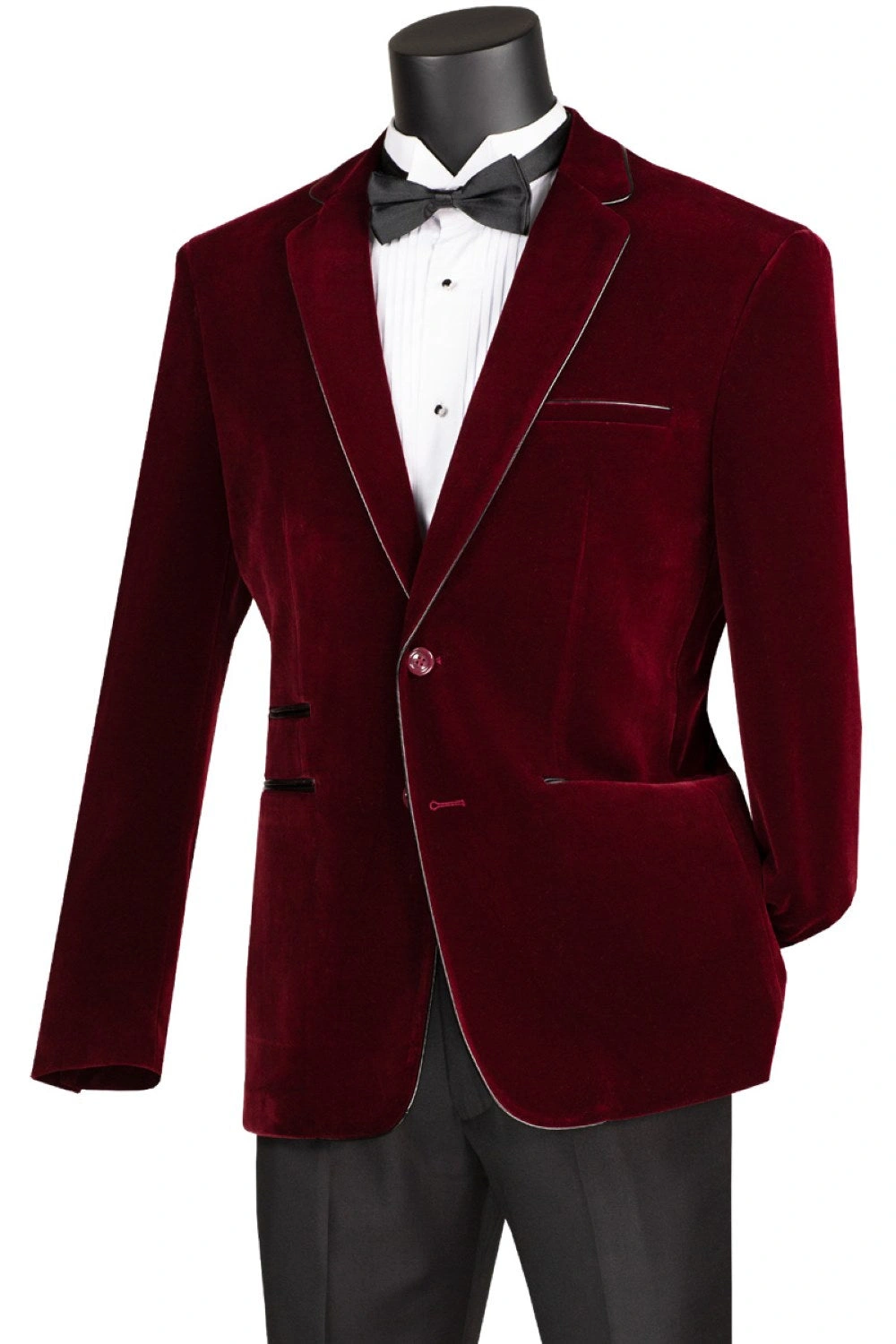 Samtiger Slim Fit Sportcoat – Weinrot. Eleganz für jeden Anlass. Dein stilvoller Auftritt garantiert.