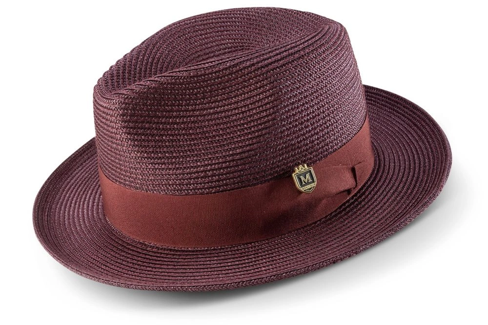 Weinroter Fedora Hut mit breiter Krempe & Band: Eleganz trifft Stil. Ein Traum für jeden Anlass.