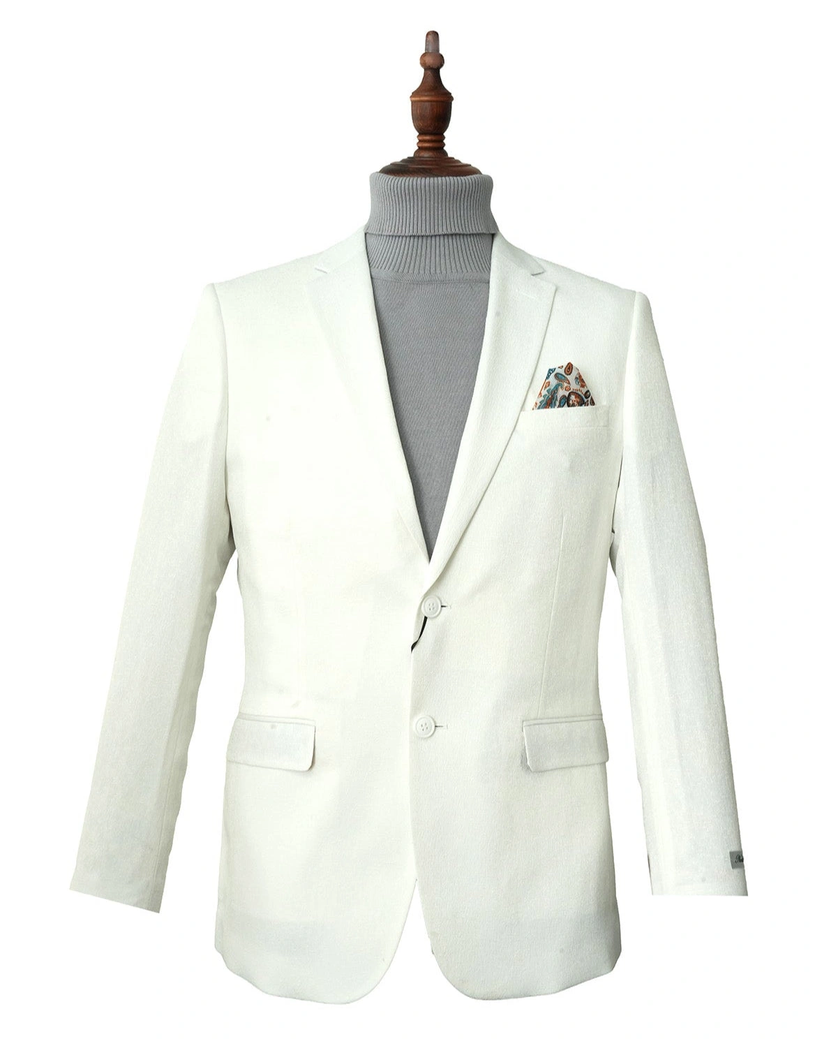 Schlanke Eleganz: Weiße Hybrid-Jacke mit Einreiherschlitzkragen – Stilvoll und modern.